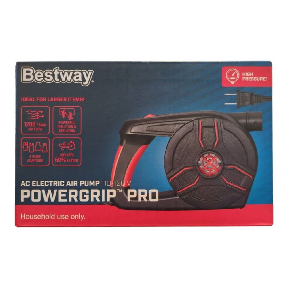 Bestway PowerGrip Pro Corded Electric Air Pump, 4 Valve Adapters